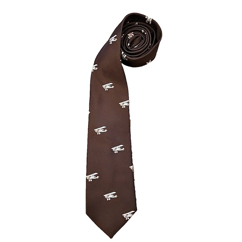 Vintage JOHNNY APPLESEED Brown Necktie Tie Plane